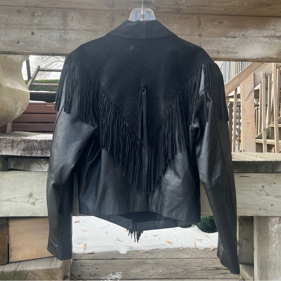 Out Of Bounds Vintage Fringe Cropped Leather Coat - Picture 8 of 9